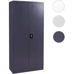 Aktenschrank HWC-H17, Stahlschrank B√oroschrank Schrank, 2 T√oren abschlie√übar Metall ~ 185x90x40cm dunkelgrau