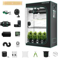 Mars Hydro Growbox Komplettset 300W LED Vollspektrum Dimmbar, 120 x 60 x 180 cm Schwarz