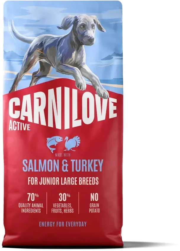 CARNILOVE Active Dog Lachs & Truthahn für junge Hunde großer Rassen 12kg