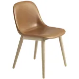 Muuto Fiber Side Chair, wood base, refine leder cognac / eiche