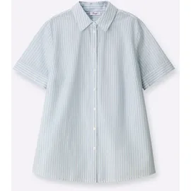 sheego Kurzarm-Bluse hellblau-weiß-gestreift 48