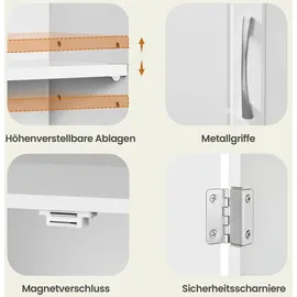 VASAGLE Hängeschrank mit verstellbaren Einlegeböden, Badezimmerschrank für Wandmontage, platzsparend,