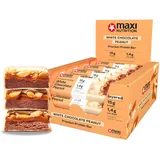 MaxiNutrition Premium Protein Bar - White Chocolate Peanut 12 x 45g - 33% / 15g Lower-Carb Protein Riegel ohne Zuckersatz mit weißer Schokolade, Karamell und Erdnüssen. 184 kcal, Made in Germany