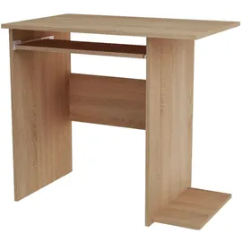 home collective Schreibtisch mit Regalen – 74 x 80 x 50 cm stabil Computertisch mit Metallrollenführungen mit Auszugssperre, Sonoma