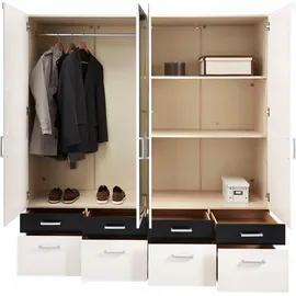 Priess Drehtürenschrank 185 x 193 x 56 cm Schwarz/Weiß