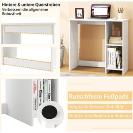 Costway Schreibtisch, Computertisch mit 2 Fächern, PC-Tisch, Bürotisch für kleine Räume, weiß, 80 x 40 x 74 cm - Weiß