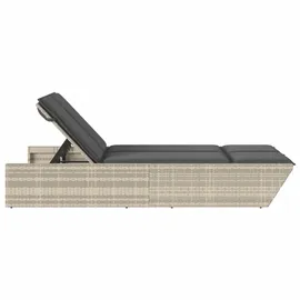 vidaXL Doppel-Sonnenliege mit Kissen 200 x 118 x 50,5/62,5/73,5/83 cm Hellgrau