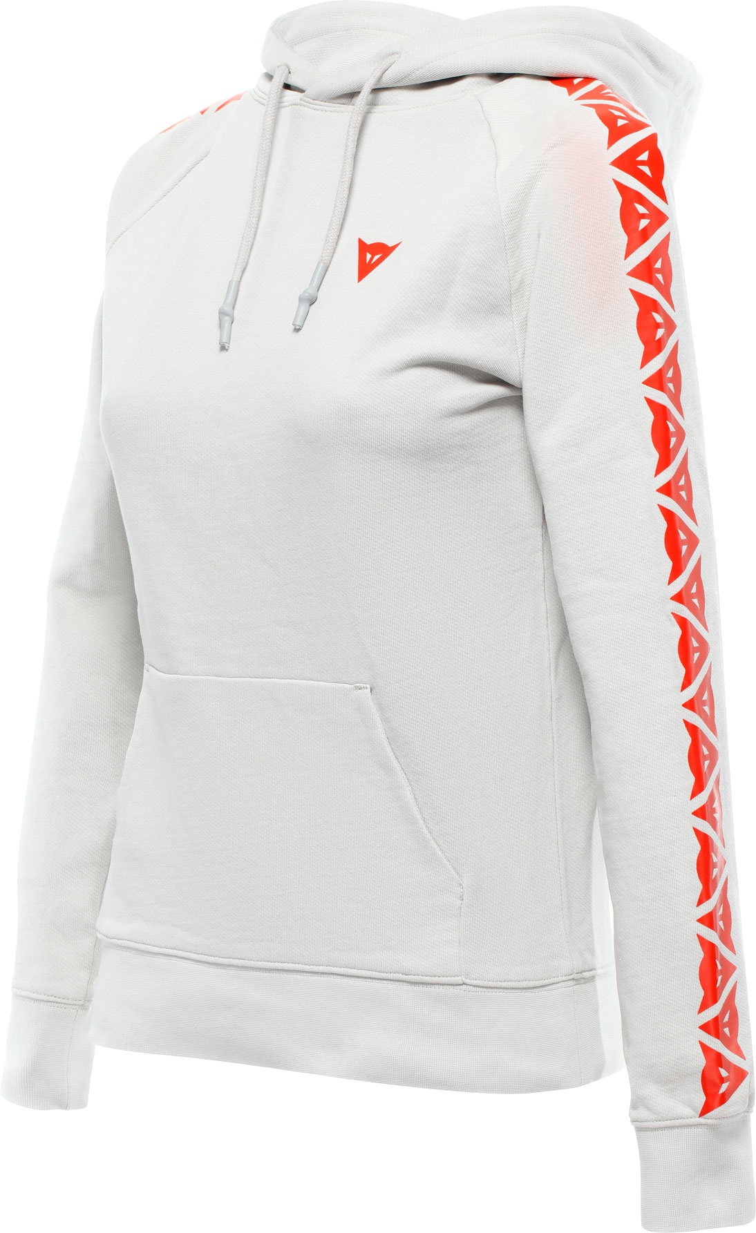 Dainese Stripes, Kapuzenpullover Damen - Hellgrau/Neon-Rot - L