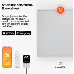 Blumfeldt RadiantSmart IR Heater  Infrarotheizung  Externer Thermostat  600 W  Energieeffizient Weiß