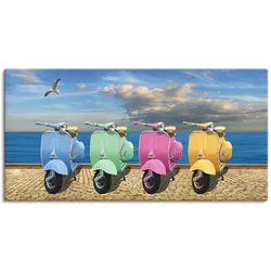 Wandbild ARTLAND "Vespa-Roller in bunten Farben", bunt (farbe bild(er): bunt), B:100cm H:50cm T:1,8cm, Canvas, Leinwand, Bilder, als Leinwandbild, Poster in verschied. Größen