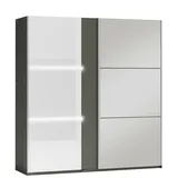 Schiebeschrank TUNIS 200 cm , Spiegel LED Kleiderschrank Schiebetürenschrank