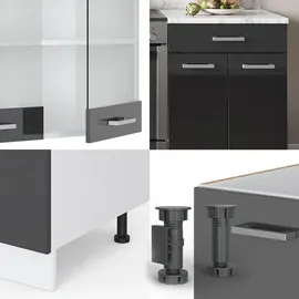 Vicco Küchenzeile R-Line, 200 cm ohne Arbeitsplatte Anthrazit Hochglanz/Weiß, & Küchenblöcke, Küchenzeilen Geräte