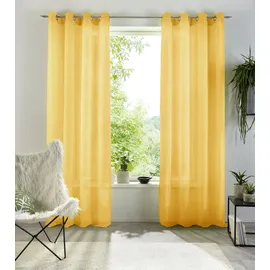 OTTO home Gardine OTTO HOME "XANA" Gr. 1, gelb, B:145cm H:145cm, Voile, Polyester, Gardinen, Gardine, Bestseller, einfarbig, 1 bzw. 2er Set, pflegeleicht, Bestseller