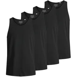 JACK&JONES Herren Tanktop, 4er Pack - JACBASIC TANKTOP, einfarbig, Baumwolle Schwarz 2XL