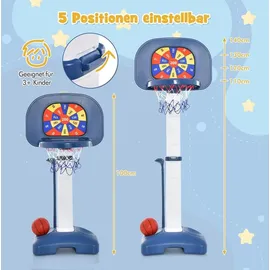 Costway 4 in 1 Kinder Basketballkorb Set, Basketballständer höhenverstellbar & Ringwurf & Klebeball & Golfspiel, Korbanlage für Indoor...