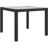 vidaXL Gartentisch 90x90x75 cm Gehärtetes Glas Poly Rattan Schwarz