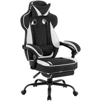 Woltu Gaming Stuhl mit Taschenfederkissen, ergonomisch, Fußstütze, schwarz+weiß