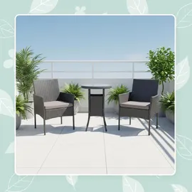 Relaxdays Gartenmöbel Set 3-tlg. Schwarz