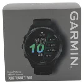 Garmin Forerunner 970 Schwarz/Carbongrau Titan DLC mit Silikon-Wechselarmband 22 mm Schwarz/Transparent Steinweiss