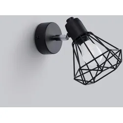Licht-Erlebnisse Wandspot BUNA Schwarz Metall Retro Design E14 max. 40W LE70452