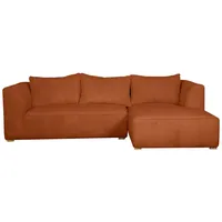 Miliboo Design-Ecksofa rechtseitig aus écrufarbenem Cordstoff aus Samteffekt 3-4 Sitzer PANAM