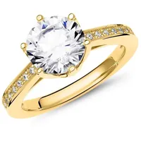 JEWLIX Verlobungsring Verlobungsring von JEWLIX aus Sterlingsilber, vergoldet mit Zirkonia rosa 58