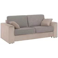 Schlafsofa HOME AFFAIRE "Roma Matratzenhöhe 14 cm", beige, B:200cm H:85cm T:100cm, Struktur/Luxus-Microfaser (100% Polyester), Struktur fein ( 100% Polyester), Sofas, Dauerschlaffunktion, mit Unterfederung, Lattenrost, Matratze