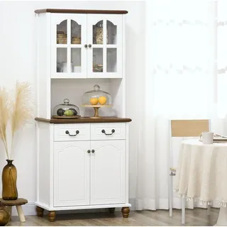 Homcom Küchenbuffet mit 2 Schubladen 76 x 38 x 182 cm Weiß