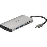D-Link DUB-M810 8-In-1 USB-C Hub mit HDMI/Ethernet/Kartenleser/USB-C Ladeanschluss
