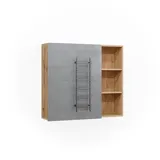Vicco Badspiegelschrank Rudi Mintgrün/Eiche 90 x 81 cm mit Tür und Offenen Fächern