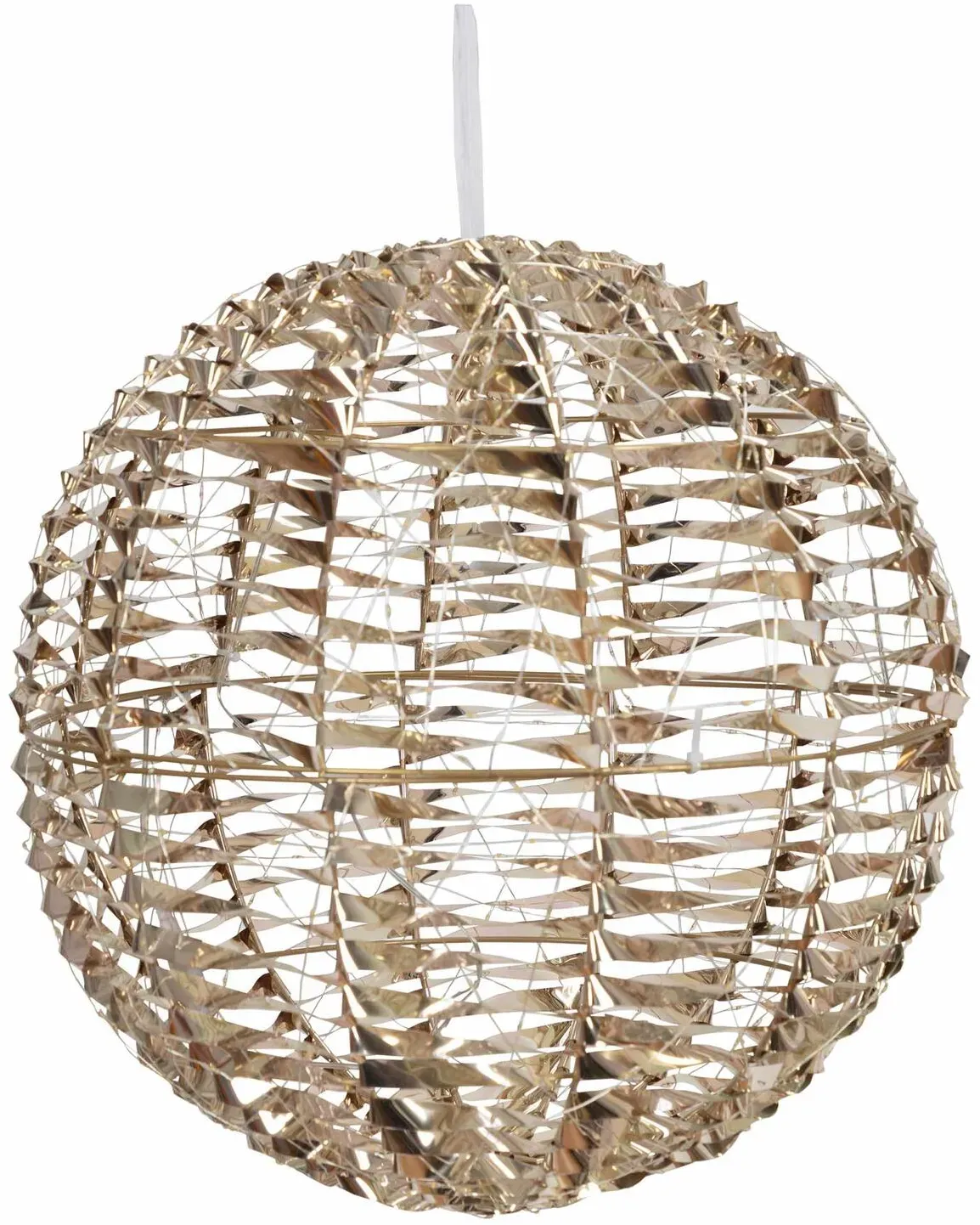 Kugel aus Metall/PET gold, mit LED, warmweiß, O40cm