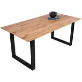 sam möbel gmbh Esszimmertisch Schweizer Kante massiv & geölt Eiche 160x85 schwarz U-Gestell Lotte