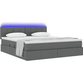 vidaXL Bett mit Stauraum und LED Dunkelgrau 180 x 200 cm Polyester