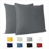 Dreamzie Kissenbezug 60 x 60 cm (Set mit 2) - 100% Jersey Baumwolle 150 g/qm Kissenbezüge -Anthrazit - Für Kissen 60 x 60 cm - Kissenhülle - Kissenbezug - Resistent und Hypoallergen