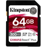 Kingston Canvas React Plus R300/W260 SDXC 64GB, UHS-II U3, Class 10 (SDR2/64GB)