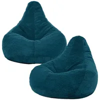 I.C.O.N. Icon Dalton Sitzsack Cord, Blaugrün, 2er-Pack, Gaming Sitzsack
