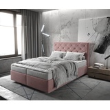 DeLife Boxspringbett Dream-Great Mikrofaser Rosé 140x200 cm mit Matratze und Topper