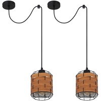 GLOBO Pendelleuchte Esstischlampe Hängelampe Holzoptik Wohnzimmer, Gitter Optik, 1x