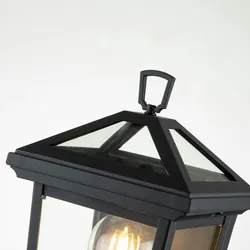 Licht-Erlebnisse Wandaußenleuchte ABINGDON Schwarz Transparent Aluminium Glas LE117588