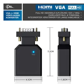 CSL 1080p VGA zu HDMI Video-/Audio Konverter, VGA & 3,5mm-Klinke zu HDMI Typ A