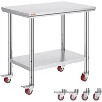 Vevor Arbeitstisch 91 x 60 x 85 cm Edelstahl Catering Arbeitstisch Belastbarkeit 160 kg, Lebensmittel Zubereitungstisch mit Nachlauf Gewerbliche