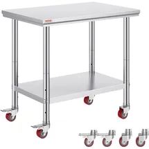 Vevor Arbeitstisch 91 x 60 x 85 cm Edelstahl Catering Arbeitstisch Belastbarkeit 160 kg, Lebensmittel Zubereitungstisch mit Nachlauf Gewerbliche