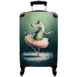 NoBoringSuitcases.com© Kinderkoffer Krokodil - Krone - Gold - Ballett - Porträt - Kinder 55x35x20cm, 4 Rollen, Kinder Koffer Klein, Trolley Handgepäck bunt 35 cm x 55 cm x 20 cm