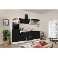 Respekta Küchenzeile Premium 270 cm Schwarz Hochglanz-Weiß