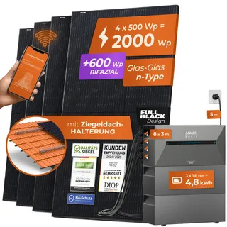 2000 W / 500 W inkl. 4,8 kWh Anker Solix 2 Pro Speicher