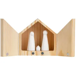 Mini-Krippe aus Holz mit Porzellanfiguren von räder design - Weihnachten Weihnachtsdekoration