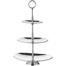 Edzard Etagere Gulf Höhe 49 cm 3-stöckig), oval, Edelstahl, gehämmert, hochglanzpoliert,