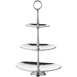 Edzard Etagere Gulf Höhe 49 cm 3-stöckig), oval, Edelstahl, gehämmert, hochglanzpoliert,