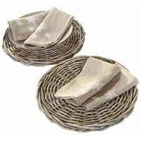 Loberon Platzteller 2er Set Bland handgeflochten, zeitloses Design, mediterranes