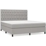 vidaXL Boxspringbett mit Matratze Hellgrau 180x200 cm Stoff